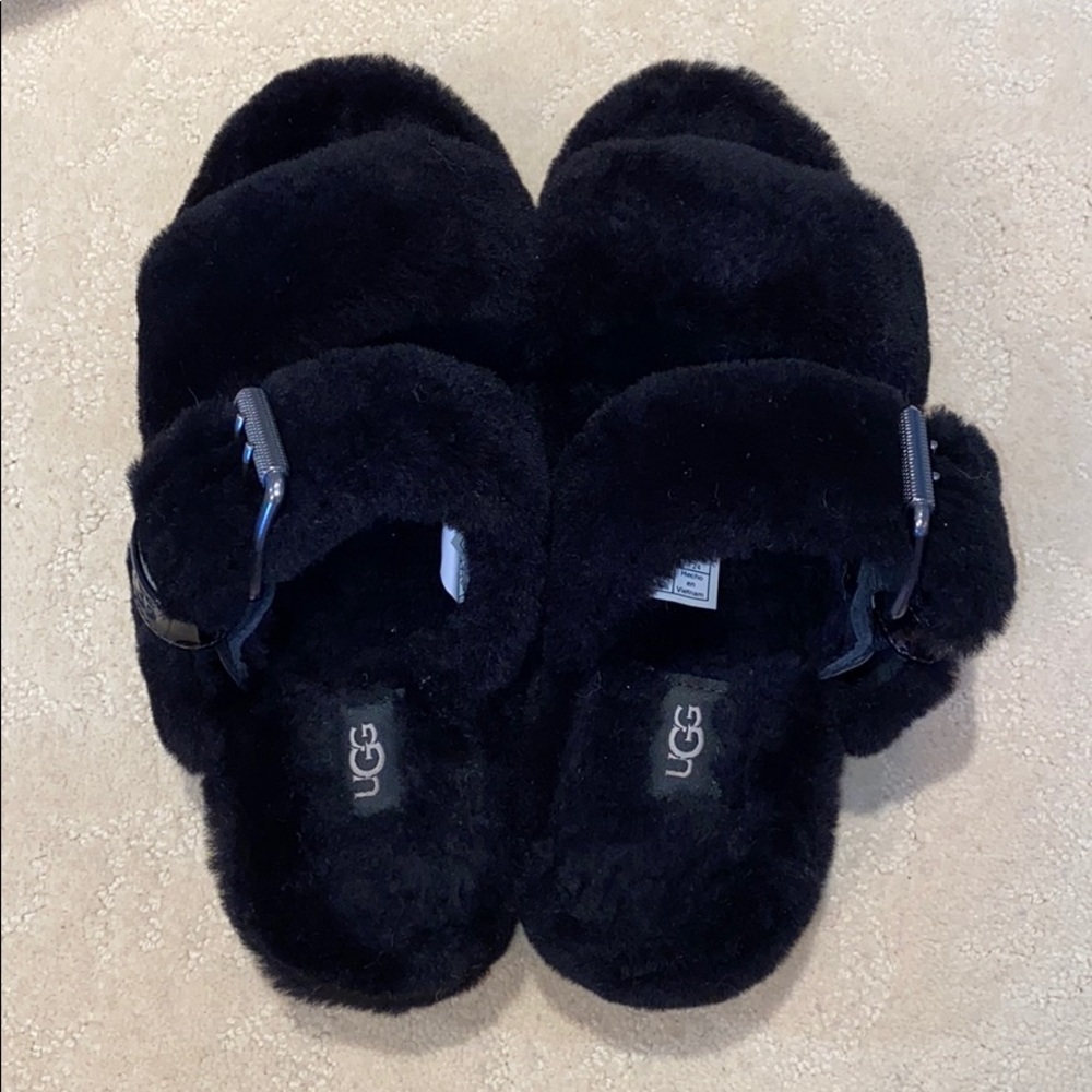 Ugg Slipper Shearling Black Slides